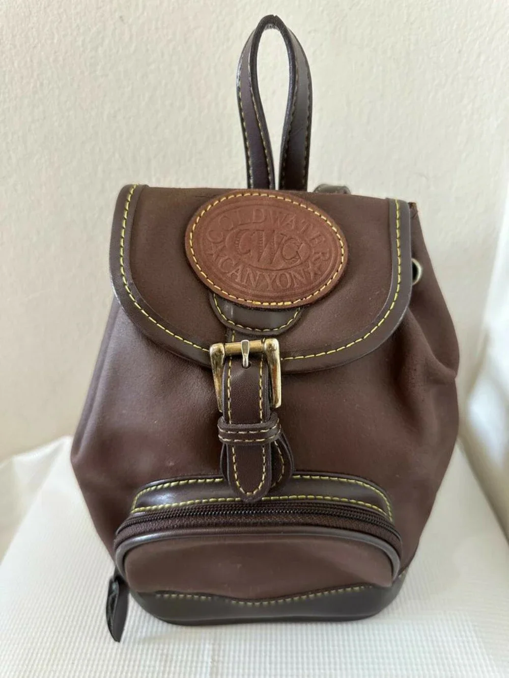 Vintage Coldwater Canyon Mini Backpack - Brown Nylon Leather Trim 90s